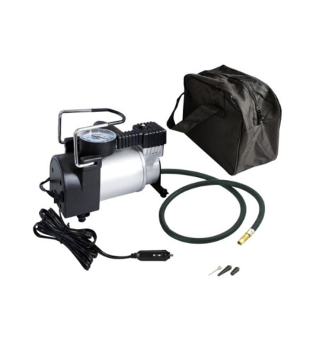 Compresseur gonflage pneus auto et moto 12V, manomètre et sac