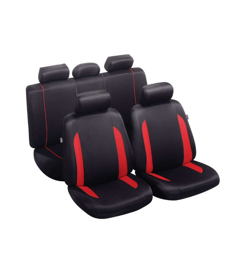 Housses de siège de voiture - Housse de siège individuelle - Noir et rouge  - Cuir synthétique - Ignifuge - Couleurs résistantes - 1 pièce