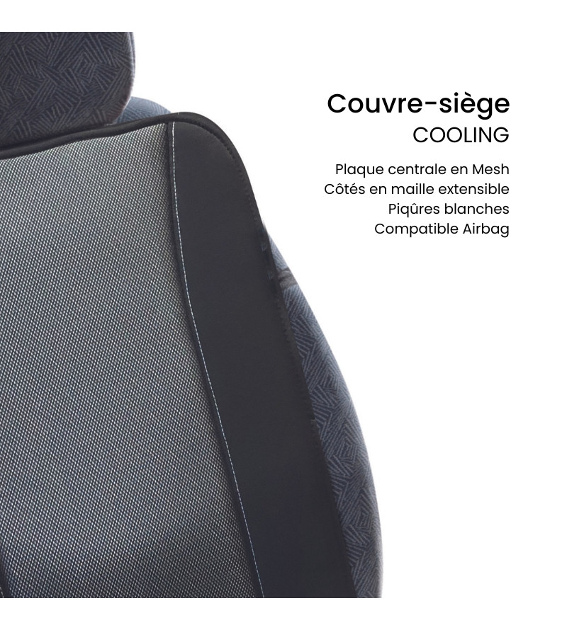  Couvre Siege Grand Confort Airbags Lateraux Maille Respirante  avec Elasto System Gris